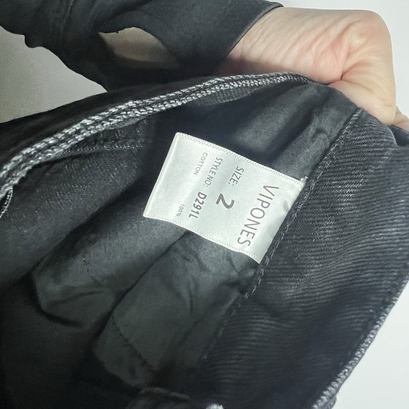 New Vipones Pants Women Size 2 Black Distressed Relaxed Straight Boyfriend Jeans - Picture 6 of 8